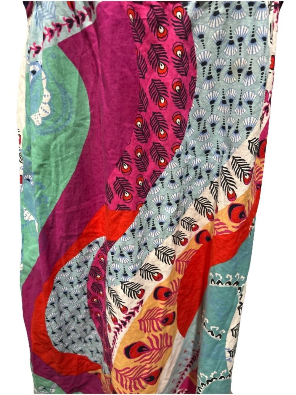 Anthropologie Lilka Floral Feather Dress Sz L Spaghetti Straps Blue Red Vtg Y2K - Picture 3 of 10